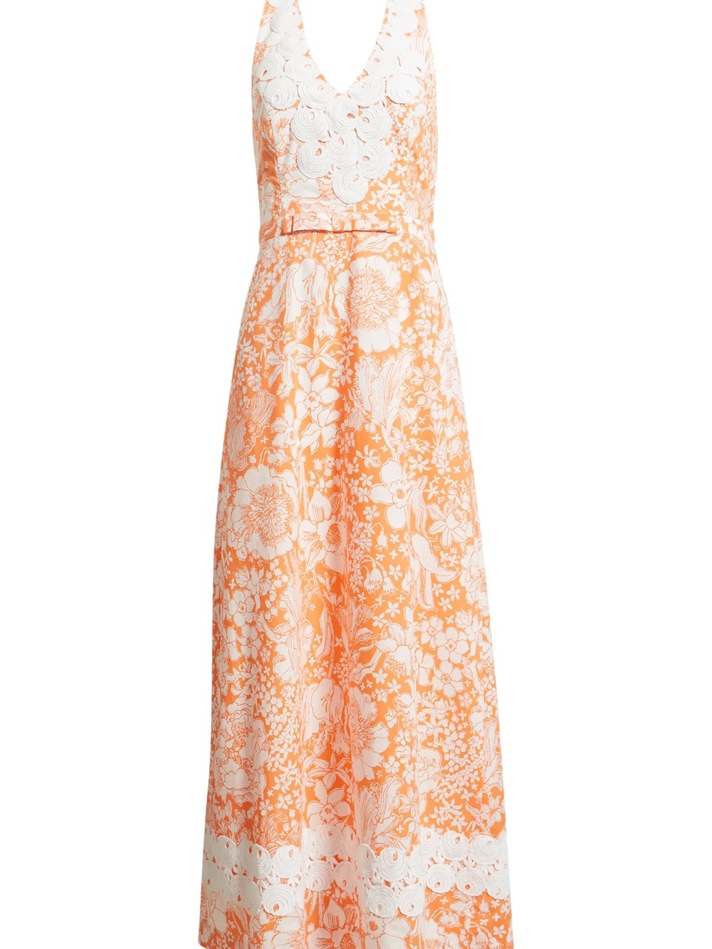 Lilly Pulitzer Orange and White Floral Halter Maxi Dress